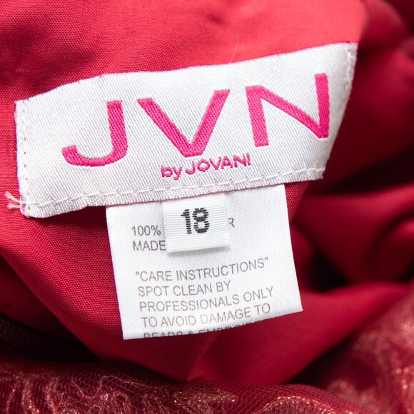 JVN By Jovani Evening Dress Chiffon Cocktail Embroidered Burgundy Gold 18 New - Picture 3 of 6